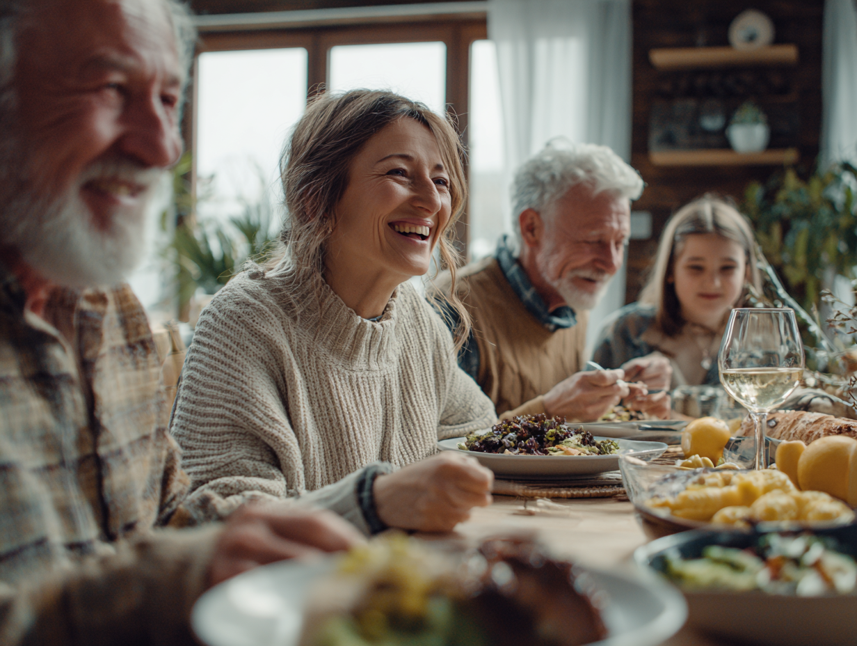 Група людей різного віку готує здорову їжу разом